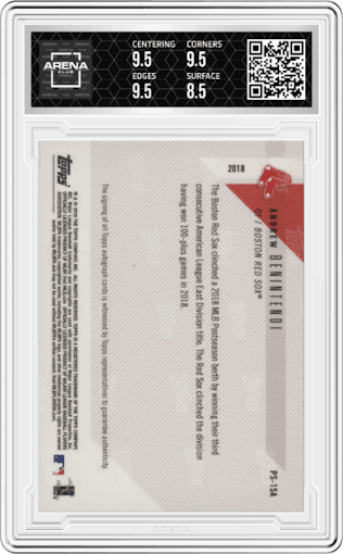 Andrew Benintendi from the 2018 Topps Now Postseason set graded by Arena Club and given an overall grade of 9.