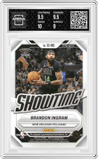 Brandon Ingram from the 2023-24 Panini Mosaic set graded by Arena Club and given an overall grade of 9.5.