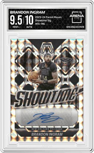 Brandon Ingram from the 2023-24 Panini Mosaic set graded by Arena Club and given an overall grade of 9.5.