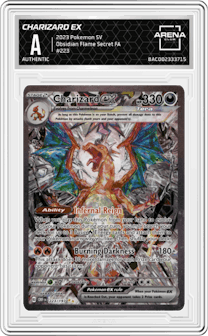 Charizard ex from the 2023 Pokemon SV set graded by Arena Club and given an overall grade of 0.
