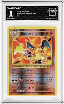 Charizard  from the 2016 Pokemon XY set graded by Arena Club and given an overall grade of 0.