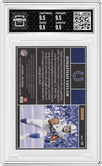 Jonathan Taylor from the 2020 Panini One set graded by Arena Club and given an overall grade of 9.5.