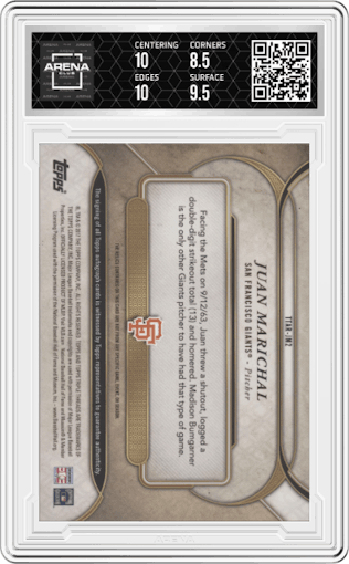 Juan Marichal from the 2017 Topps Triple Threads set graded by Arena Club and given an overall grade of 9.