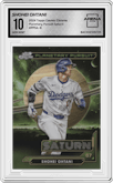 Shohei Ohtani from the 2024 Topps Cosmic Chrome set graded by Arena Club and given an overall grade of 10.