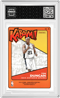Tim Duncan from the 2023-24 Panini Crown Royale  set graded by Arena Club and given an overall grade of 0.