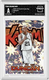Tim Duncan from the 2023-24 Panini Crown Royale  set graded by Arena Club and given an overall grade of 0.