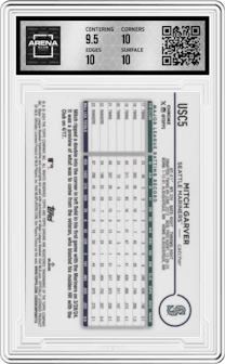 Mitch Garver from the 2024 Topps Chrome Update set featuring a Red Refractor parallel graded by Arena Club and given an overall grade of 10.
