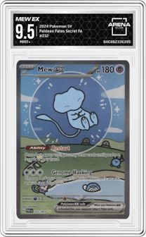 Mew ex from the 2024 Pokemon SV set graded by Arena Club and given an overall grade of 9.5.