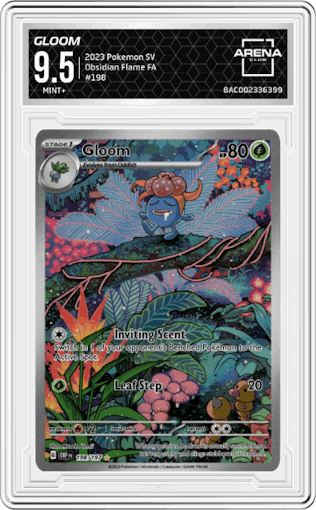 Gloom from the 2023 Pokemon SV set graded by Arena Club and given an overall grade of 9.5.