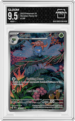 Gloom from the 2023 Pokemon SV set graded by Arena Club and given an overall grade of 9.5.