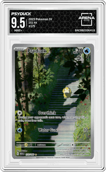 Psyduck from the 2023 Pokemon SV set graded by Arena Club and given an overall grade of 9.5.