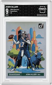 Josh Allen from the 2024 Donruss set graded by Arena Club and given an overall grade of 9.