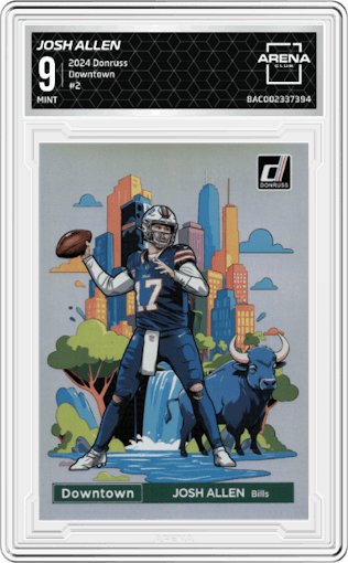 Josh Allen from the 2024 Donruss set graded by Arena Club and given an overall grade of 9.