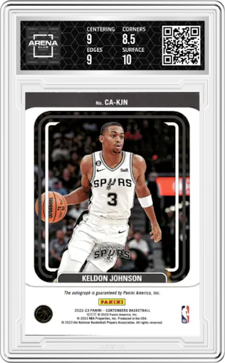 Keldon Johnson  from the 2022-23 Panini Contenders set graded by Arena Club and given an overall grade of 9.