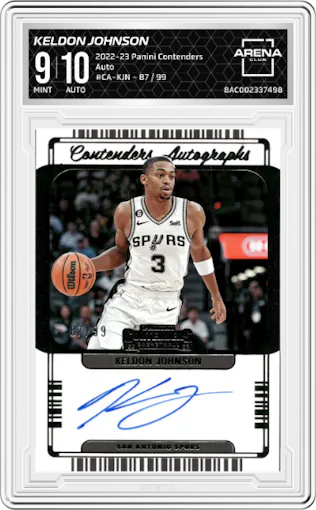 Keldon Johnson  from the 2022-23 Panini Contenders set graded by Arena Club and given an overall grade of 9.