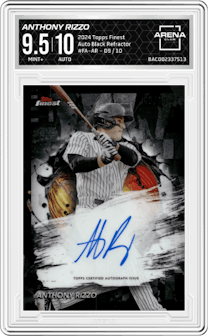 Anthony Rizzo from the 2024 Topps Finest set featuring a Black Refractor parallel graded by Arena Club and given an overall grade of 9.5.