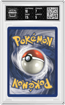 Kangaskhan from the 1999 Pokemon set graded by Arena Club and given an overall grade of 5.5.