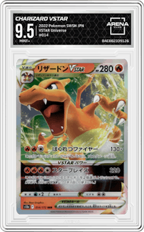 Charizard VSTAR from the 2022 Pokemon SWSH JPN set graded by Arena Club and given an overall grade of 9.5.