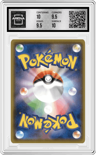 Celebi VMAX from the 2021 Pokemon SWSH JPN set graded by Arena Club and given an overall grade of 10.