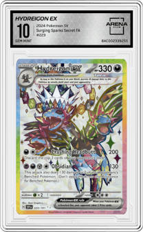 Hydreigon ex from the 2024 Pokemon SV set graded by Arena Club and given an overall grade of 10.