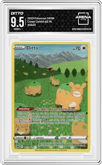 Ditto from the 2023 Pokemon SWSH set graded by Arena Club and given an overall grade of 9.5.