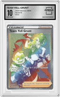 Team Yell Grunt from the 2020 Pokemon SWSH set graded by Arena Club and given an overall grade of 10.