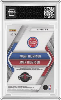 Ausar Thompson/Amen Thompson from the 2023-24 Panini Phoenix set graded by Arena Club and given an overall grade of 0.
