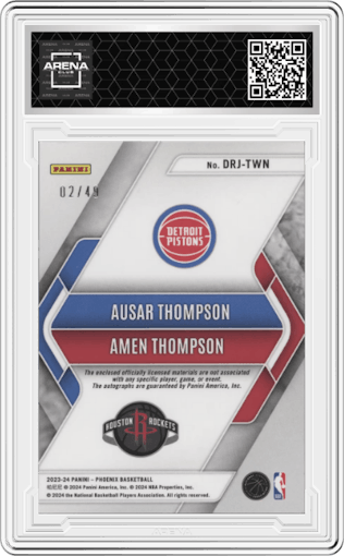 Ausar Thompson/Amen Thompson from the 2023-24 Panini Phoenix set graded by Arena Club.