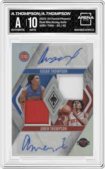 Ausar Thompson/Amen Thompson from the 2023-24 Panini Phoenix set graded by Arena Club and given an overall grade of 0.