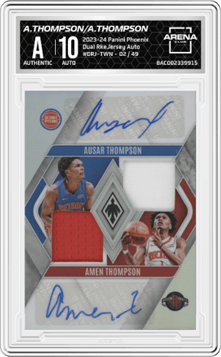 Ausar Thompson/Amen Thompson from the 2023-24 Panini Phoenix set graded by Arena Club.