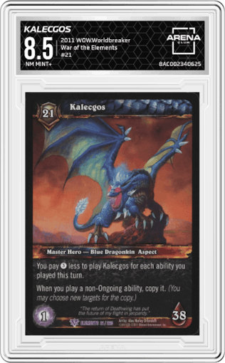 Kalecgos from the 2011 World of Warcraft Worldbreaker set graded by Arena Club and given an overall grade of 8.5.