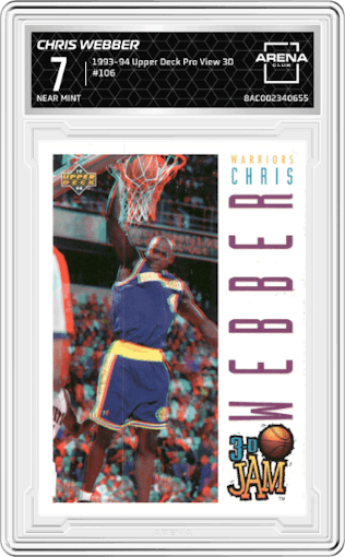 Chris Webber from the 1993-94 Upper Deck Pro View 3D set graded by Arena Club and given an overall grade of 7.