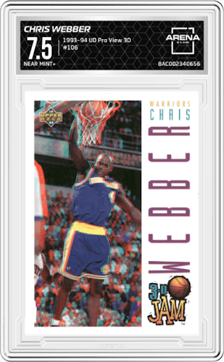 Chris Webber from the 1993-94 UD Pro View 3D set graded by Arena Club and given an overall grade of 7.5.