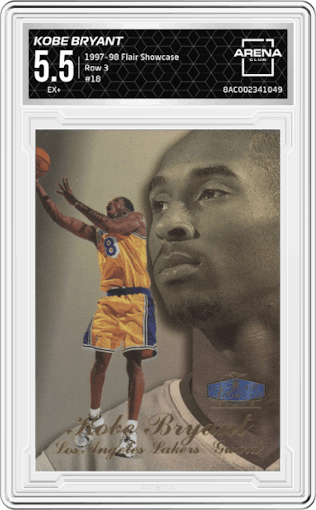 Kobe Bryant from the 1997-98 Flair Showcase set graded by Arena Club and given an overall grade of 5.5.