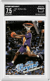 Kobe Bryant from the 1997-98 Fleer Ultra set graded by Arena Club and given an overall grade of 7.5.