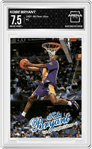 Kobe Bryant from the 1997-98 Fleer Ultra set graded by Arena Club and given an overall grade of 7.5.
