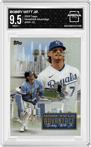 Bobby Witt Jr. from the 2024 Topps  set graded by Arena Club and given an overall grade of 9.5.
