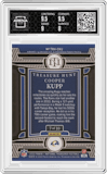 Cooper Kupp from the 2022 Panini National Treasures set featuring a Gold  parallel graded by Arena Club and given an overall grade of 8.5.