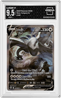 Lugia V from the 2022 Pokemon SWSH set graded by Arena Club and given an overall grade of 9.5.