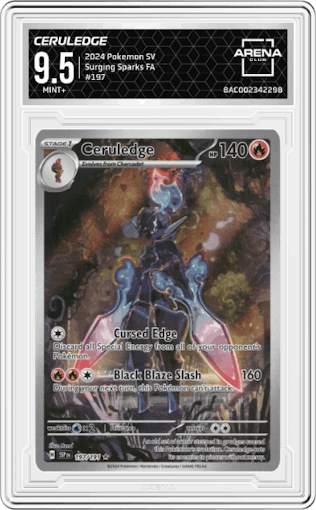 Ceruledge from the 2024 Pokemon SV set graded by Arena Club and given an overall grade of 9.5.