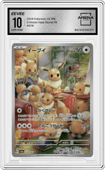 Eevee from the 2024 Pokemon SV JPN set graded by Arena Club and given an overall grade of 10.