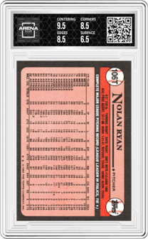 Nolan Ryan from the 1989 Topps Traded set graded by Arena Club and given an overall grade of 7.