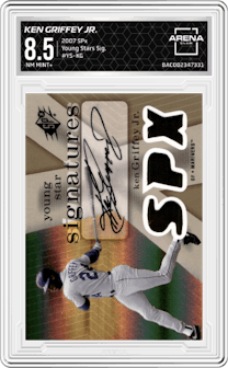 Ken Griffey Jr. from the 2007 SPx set graded by Arena Club and given an overall grade of 8.5.