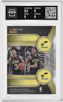 Keyonte George/Brice Sensabaugh from the 2023-24 Panini Spectra set graded by Arena Club and given an overall grade of 9.5.