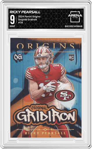 Ricky Pearsall from the 2024 Panini Origins set graded by Arena Club and given an overall grade of 9.