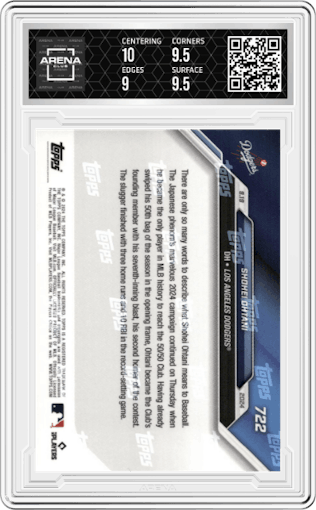 Shohei Ohtani from the 2024 Topps Now set graded by Arena Club and given an overall grade of 9.5.