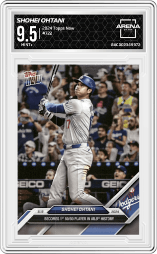 Shohei Ohtani from the 2024 Topps Now set graded by Arena Club and given an overall grade of 9.5.