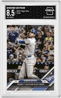 Shohei Ohtani from the 2024 Topps Now set graded by Arena Club and given an overall grade of 8.5.