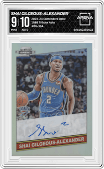 Shai Gilgeous-Alexander from the 2023-24 Panini Contenders Optic set graded by Arena Club and given an overall grade of 9.