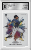 Jackson Chourio from the 2024 Panini Prizm set graded by Arena Club and given an overall grade of 10.